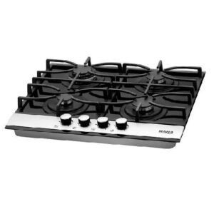 HANS GAS BUILT-IN HOB 4 BURNER 60 CM BLACK ALUMINIUM CONTROL PANEL GLASS CAST IRON FULL SAFETY HANS 6220-19