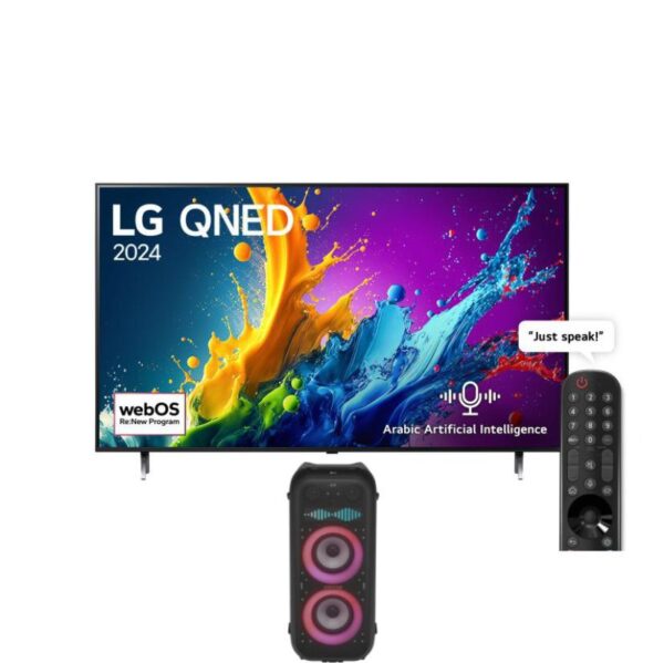 LG 86 Inch LG QNED QNED80T 4K Smart 86QNED80T6B  & LG XBOOM PARTY SPEAKER- XL9T