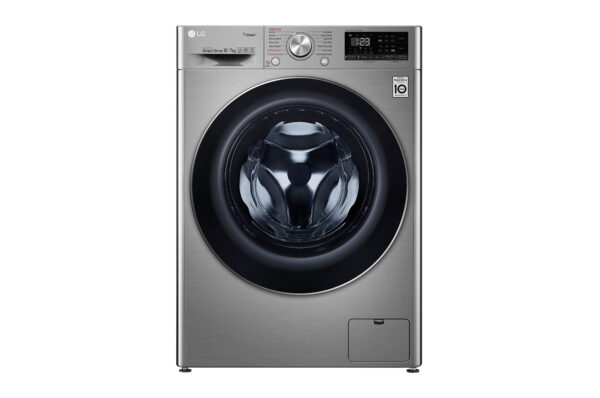 LG 10 Kg Washer & 7 Kg Dryer Front Load AI DD Steam+ Bigger 1400 RPM Color Silver Model - F4V5RGP2T (International Warranty ).