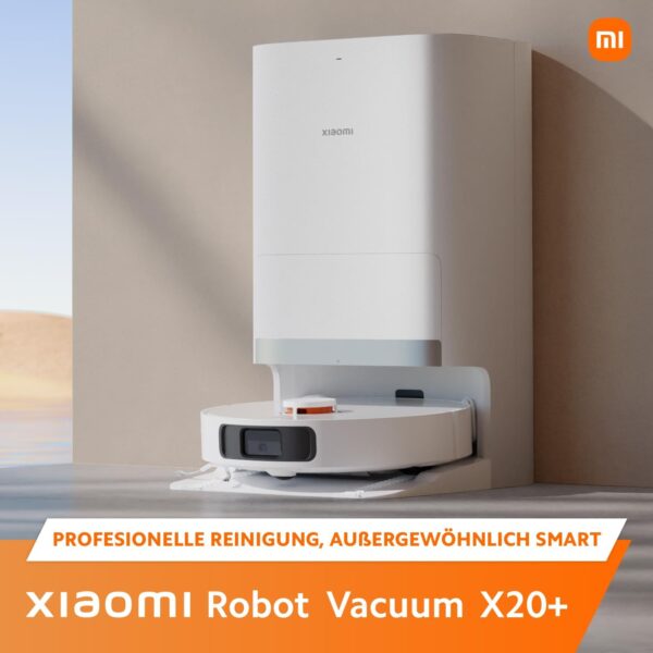 ⁦Xiaomi Robot Vacuum X20+ With All-In-One Smart Base Station 6000Pa Suction Power, LDS Laser Navigation, Voice Control, Wet & Dry 4 L 30 W C101 White⁩ - الصورة ⁦2⁩