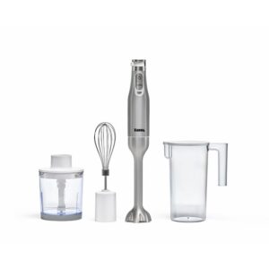 Tank Hand Blender with 600ml BPA Free Beaker & 500ml Chopper & Whisk, 6 Speed Control + Turbo, 1200 Watts, White, CM-6004, 2 Year warranty