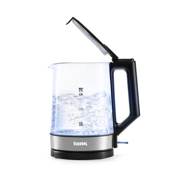 ⁦Tank Glass Kettle, 1.7L Capacity, 1850 Watts, Black, KG-2318 - 2 Year Warranty⁩ - الصورة ⁦2⁩
