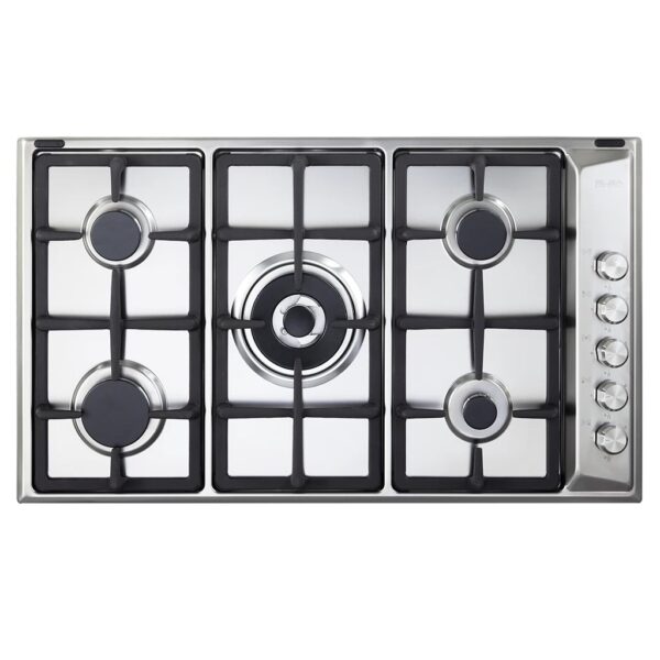 ELBA GAS HOB 90 CM 5 BURNERS CAST IRON SAFETY STAINLESS E95-545XD