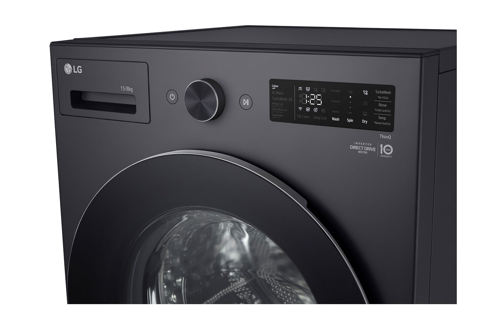 LG Steam Washing Machine Essence Graphite 15 KG with Dryer 8 KG  F0Z6DRP24 - الصورة 3