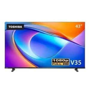 شاشة توشيبا بدون إطار 43 بوصة سمارت ال اي دي بريسيفر داخلى FHD مع جهاز تحكم صوتي عن بعد TV 43V35RP
