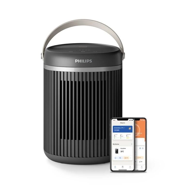 Philips 3000 Series Energy Efficient Connected Fan Heater 2000W, Up to 50% Energy Saving with EcoAI, Quiet 24 db(A), 5 Safety Functions, 45° Oscillation, Dark Grey (CX3120/01)