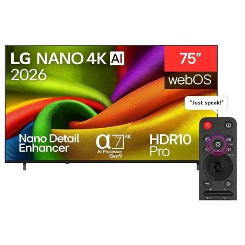 شاشه LG NANO 4K UHD AI NU85 Smart TV 2026 الذكي مقاس 75 بوصة