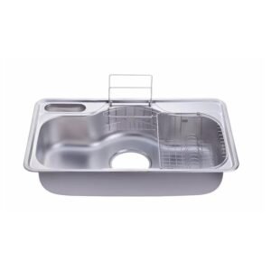 Hans Sink Jumbo Single Bowl with Stainless Steel Colander and Detergent Shelf DJIS850P