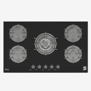 Purity Built In Gas Hob 5 Eyes Heavy Duty Grids 90 cm Full Safety Black HPT911MAT-BL