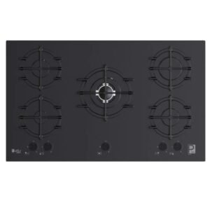 Purity Built In Gas Hob 5 Eyes Heavy Duty Grids 90 cm Full Safety Black HPT911MAT-BL