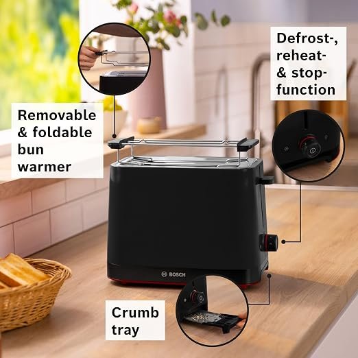BOSCH Compact Toaster 950 W TAT3M123GB Black - Image 3